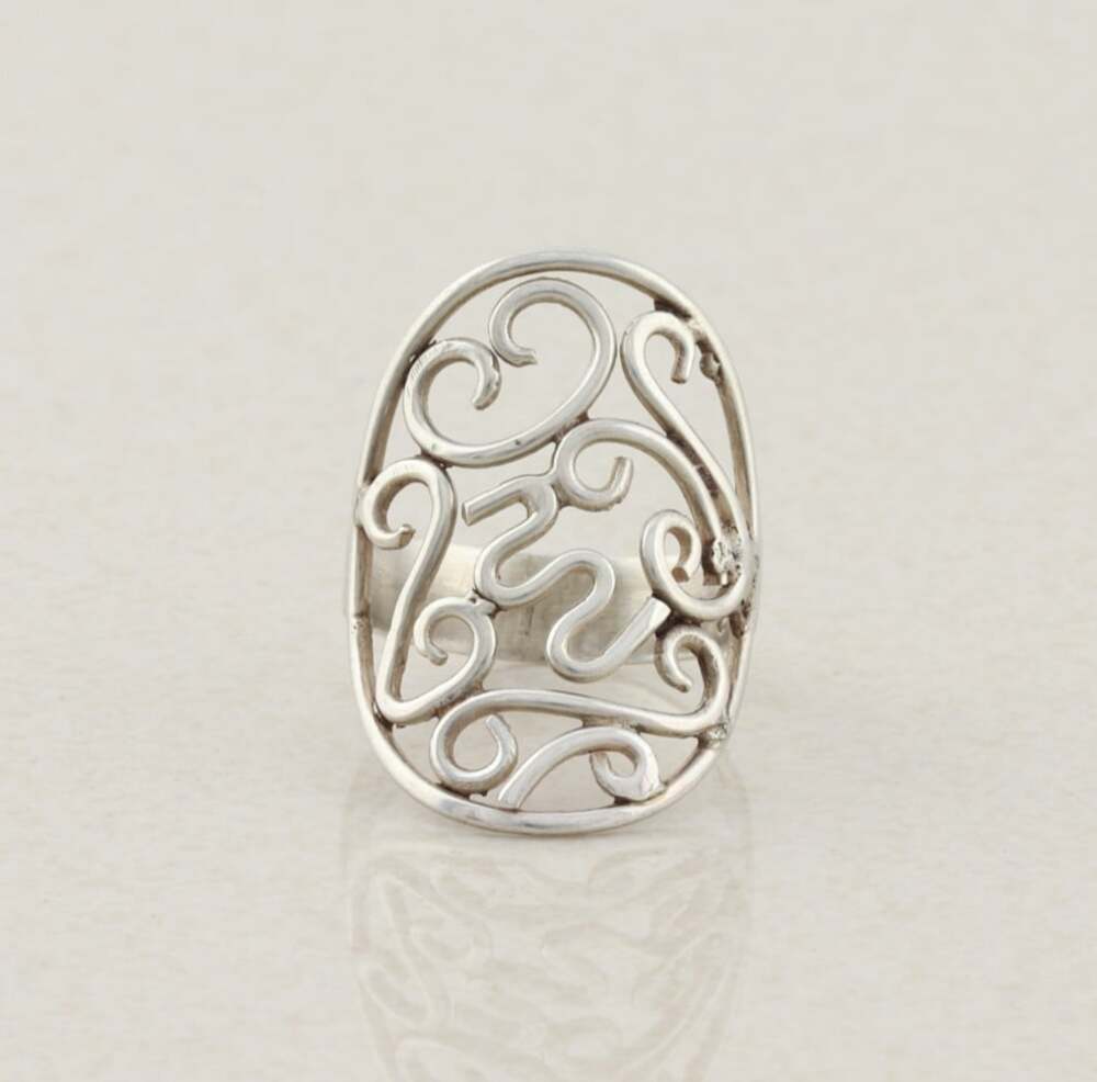 Sterling Silver Swirl Doodle Ring Size 6